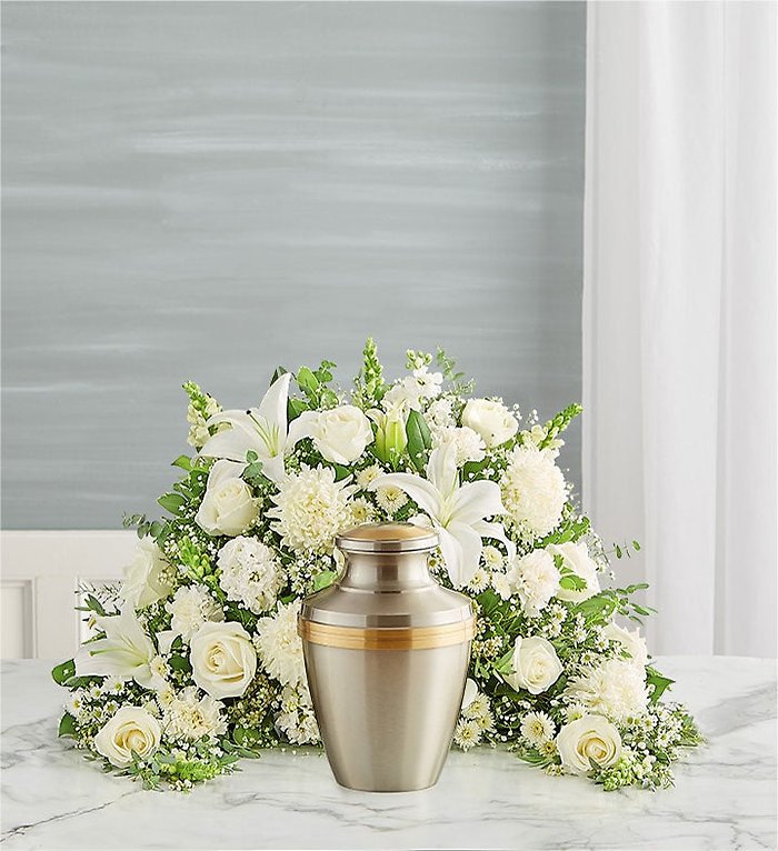 Crescent Cremation Arrangement- All White