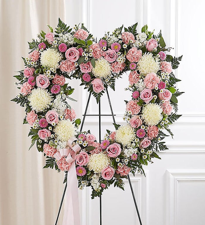 Always Remember™ Floral Heart Tribute - Pink & White