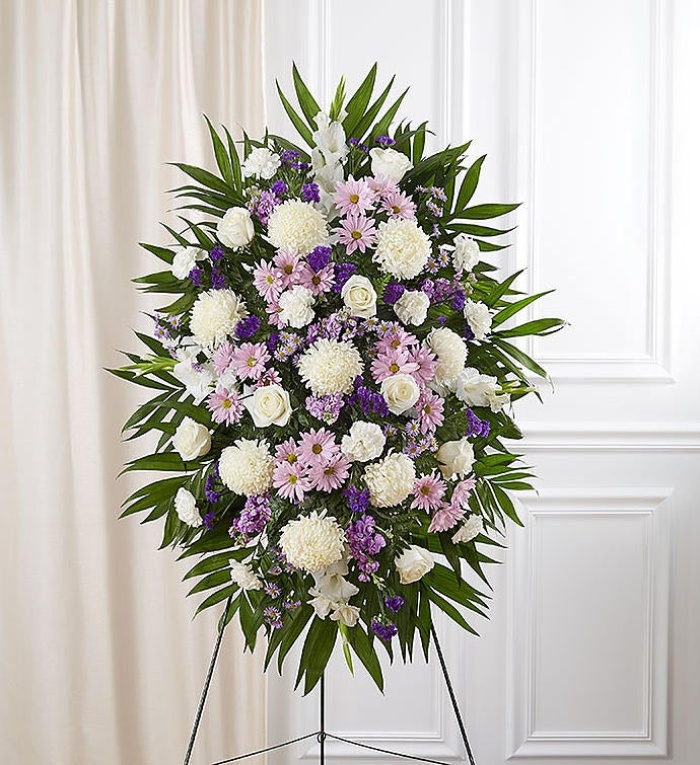 Lavender And White Funeral Standing Spray