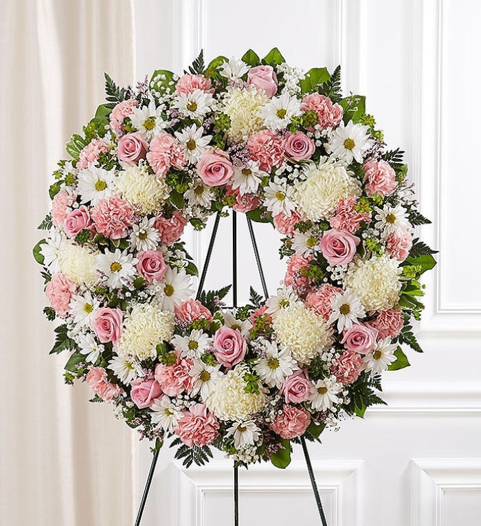 Serene Blessings™ Standing Wreath — Pink & White