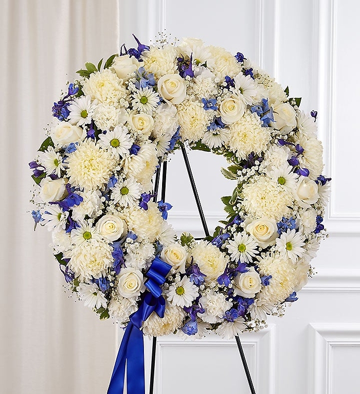 Serene Blessings™ Standing Wreath — Blue and White